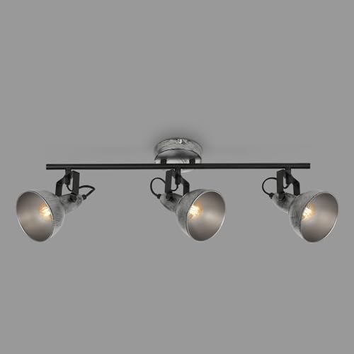 Briloner Leuchten - Deckenspot vintage, schwenkbare Deckenlampe retro, Deckenleuchte, 3x E14 Fassung, Silver-Crafted, 555x100x180 mm von BRILONER