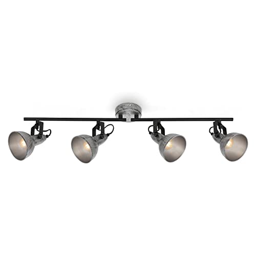 Briloner Leuchten - Deckenspot vintage, schwenkbare Deckenlampe retro, Deckenleuchte, 4x E14 Fassung, Silver-Crafted, 795x100x185 mm von BRILONER