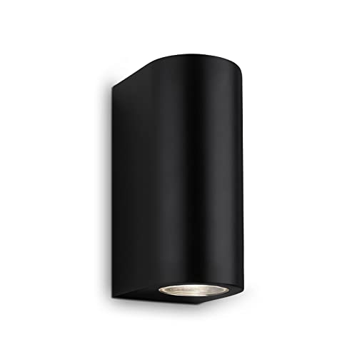 BRILONER Leuchten - LED Außenlampe IP44, LED Wandleuchte Außen, 2x GU10, 4000K Neutralweiß, Schwarz, 155x70x90mm (LxBxH) von BRILONER