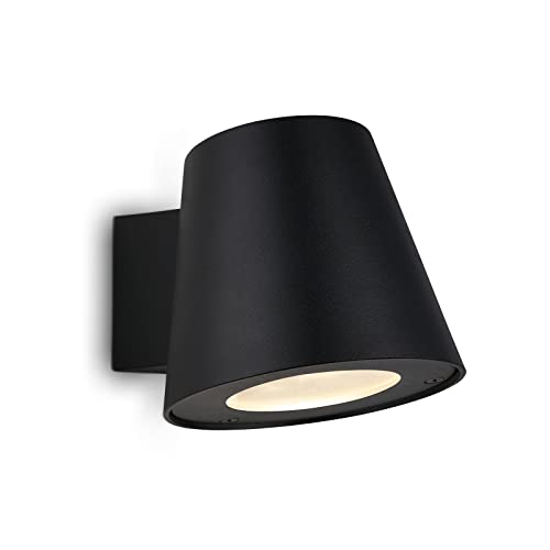 BRILONER - LED Wandlampe mit IP44 Spritzwasserschutz, neutralweiße Lichtfarbe, GU10, 4,9 Watt, Aussenlampe, Wandleuchte aussen, Strahler außen, Außenleuchte, Außenwandleuchten, 9,5x11x14 cm, Schwarz von BRILONER