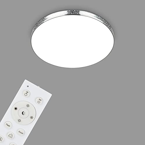 BRILONER Leuchten - LED Bad Deckenleuchte Glitzereffekt, RGB Badlampe, IP44 LED Badezimmerlampe, Farbtemperatur einstellbar, Chrom, 355x65 mm (DxH), 3679-018 von BRILONER