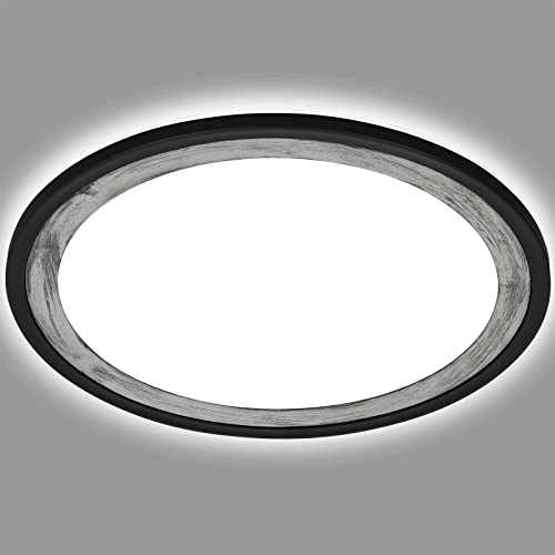 BRILONER Leuchten - LED Deckenlampe mit Backlighteffekt, Slim LED Deckenleuchte, Ultra Flach, Silver-Crafted, neutralweißes Licht, Ø293 mm, Schwarz von BRILONER