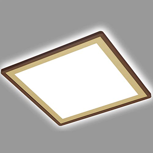 BRILONER Leuchten - LED Deckenlampe mit Backlighteffekt, Slim LED Deckenleuchte, Ultra Flach, tralweißes Licht, 293x293x28 mm, Braun-Gold, 7457-417 von BRILONER