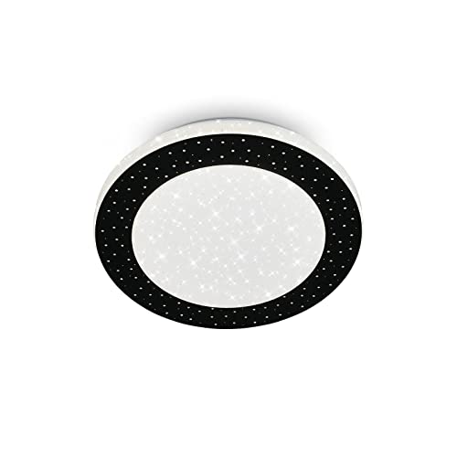 BRILONER - LED Deckenlampe Bad mit Sternenhimmel, indirektes Licht, neutralweiße Lichtfarbe, LED Deckenleuchte, Badlampe, Badezimmerlampe, Küchenlampe, Feuchtraumleuchte, 28x5,5 cm, Schwarz von BRILONER