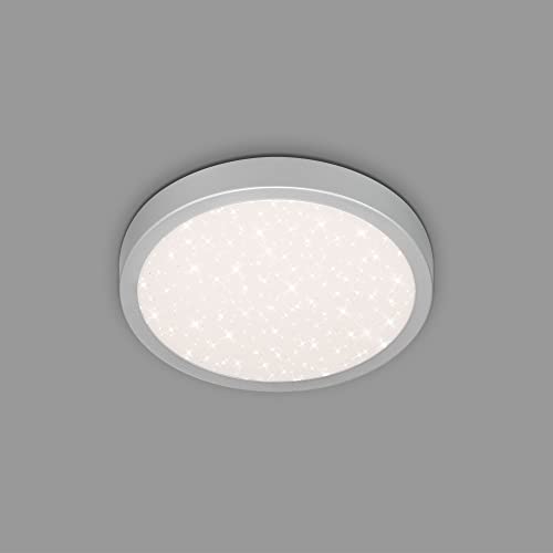 Briloner Leuchten - LED Deckenlampe mit Sternendekor, LED Deckenleuchte flach, neutralweiße Farbtemperatur, 280 mm, Silberfarbig 3048-014 von BRILONER