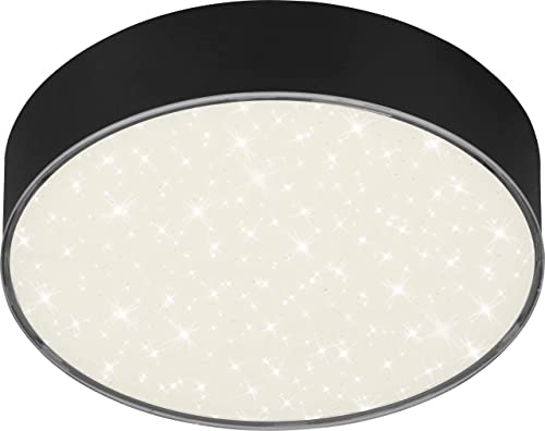 BRILONER - LED Deckenlampe mit Sternendekor, LED Deckenleuchte rahmenlos, LED Aufbauleuchte, neutralweiße Farbtemperatur, schwarz, 15.7cm von BRILONER