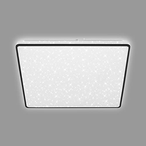 BRILONER Leuchten - LED Deckenlampe mit Sternenhimmel, Deckenleuchte Sternendekor, Backlighteffekt, Flach, Neutralweißes Licht, 370x370x45 mm, Schwarz, 3749-415, 37 x 37 cm von BRILONER