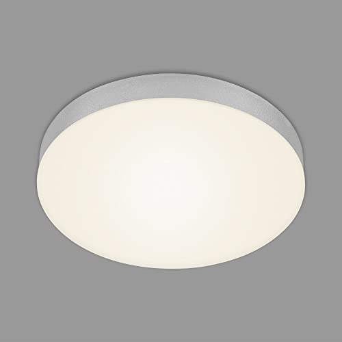 BRILONER - LED Deckenlampe rahmenlos, LED Deckenleuchte, LED Aufbauleuchte, warmweiße Farbtemperatur, Ø287 mm, silberfarbig von BRILONER