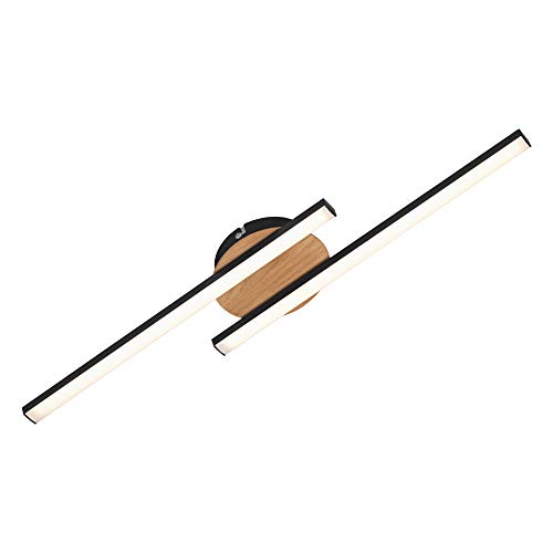 BRILONER Leuchten - LED Deckenleuchte, Deckenlampe, 2-flammig, 12 Watt, 960 Lumen, 3.000 Kelvin, Holz-Schwarz, 560x120x37mm (LxBxH) von BRILONER