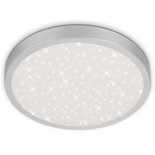 BRILONER 3071-014 LED Deckenleuchte, Deckenlampe inkl. Sternendekor, 24 Watt, 3.000 Lumen, 4.000 Kelvin, Weiß-Silberfarbig, Ø 38cm, Mint von BRILONER