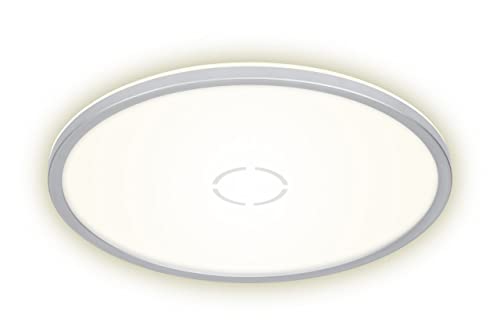 Briloner Leuchten - LED Deckenleuchte, Deckenlampe mit Hintergrundbeleuchtungseffekt, 22 Watt, 3.000 Lumen, 4.000 Kelvin, Rund, Weiß-Silber, 42cm 3392-014 von BRILONER