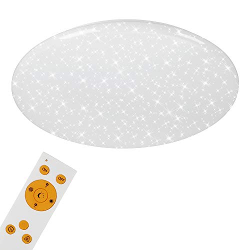 BRILONER - LED Deckenleuchte, Deckenlampe mit Sternendekor, Dimmbar, inkl. Fernbedienung, inkl. Nachtlichtfunktion, inkl. Farbtemperatursteuerung (3.000-6.500 Kelvin), Durchmesser 56cm, Weiß von BRILONER