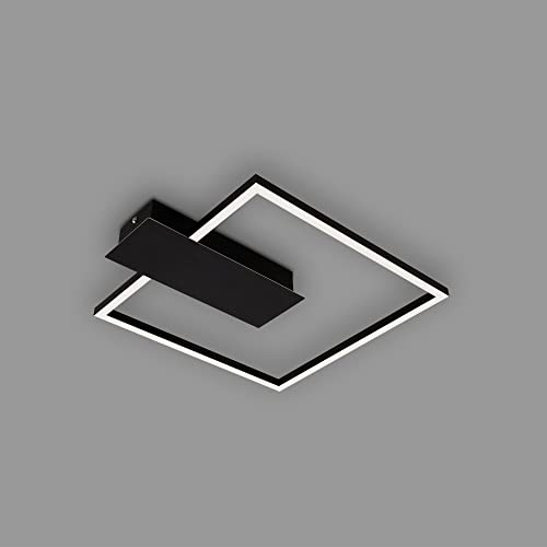 Briloner Leuchten - LED Deckenleuchte dimmbar in 3 Stufen, Memoryfunktion, warmweiße Lichtfarbe, LED Deckenlampe eckig, schwarz, 375x320 mm, 1 Stück (1er Pack) von BRILONER