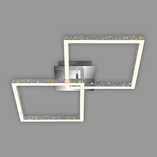 BRILONER Leuchten - LED Deckenleuchte mit Glitzereffekt, LED Deckenlampe Dimmbar, Schwenkbar Warmweißes Licht, LED Frame, Alu-Chrom, 3751-019 von BRILONER