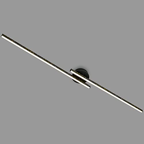 BRILONER Leuchten - LED Deckenleuchte mit Glitzereffekt, warmweiße Farbtemperatur, Deckenlampe, Wohnzimmerlampe, Schwarz, 1350x140x65 mm(LxBxH), 3717-025 von BRILONER