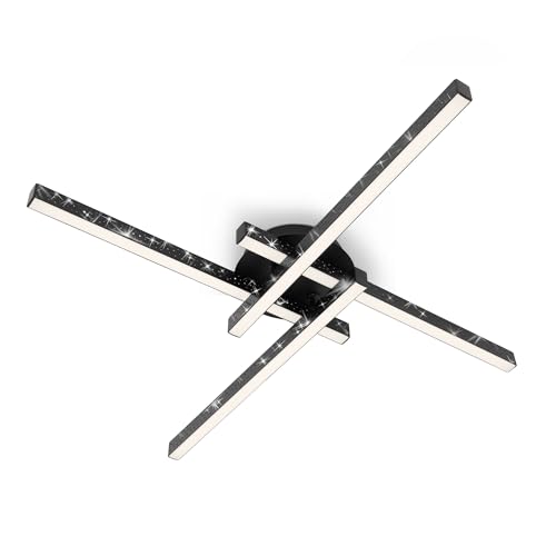 BRILONER Leuchten - LED Deckenleuchte mit Glitzereffekt, warmweiße Farbtemperatur, LED Deckenlampe in Schwarz, 21 Watt Wohnzimmerlampe, 600x600x82 mm von BRILONER