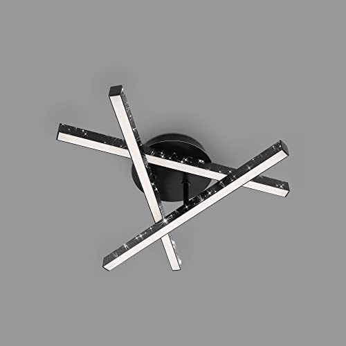 Briloner Leuchten - LED Deckenleuchte mit Glitzereffekt, warmweiße Lichtfarbe, LED Deckenlampe in schwarz, 15 Watt Wohnzimmerlampe, 400x355x112mm(LxBxH) von BRILONER