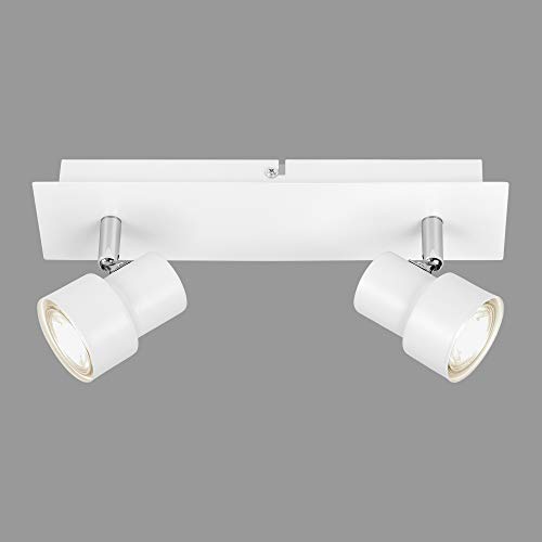 BRILONER Leuchten - LED Deckenspot, Deckenleuchte 2-flammig, Strahler dreh- und schwenkbar, 2x GU10, 5 Watt, 460 Lumen, 3.000 Kelvin, Weiß von BRILONER