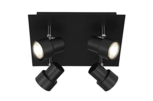 Briloner Leuchten LED Deckenspot, Deckenleuchte 4-flammig, Strahler dreh-und schwenkbar, 4x GU10, 5 Watt, 460 Lumen, 3.000 Kelvin, Schwarz 2861-045 Briloner Leuchten LED Deckenspot, Deckenleuchte 4-flammig, Strahler dreh-und schwenkbar, 4x GU10, 5 Watt, 460 Lumen, 3.000 Kelvin, Schwarz 2861-045 von BRILONER