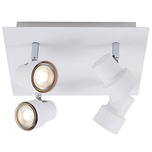 Briloner Leuchten - LED Deckenspot, Deckenleuchte 4-flammig, Strahler dreh- und schwenkbar, 4x GU10, je 5 Watt, je 460 Lumen, 3.000 Kelvin, Weiß, 2861-046 Briloner Leuchten - LED Deckenspot, Deckenleuchte 4-flammig, Strahler dreh- und schwenkbar, 4x GU10, je 5 Watt, je 460 Lumen, 3.000 Kelvin, Weiß, 2861-046 von BRILONER