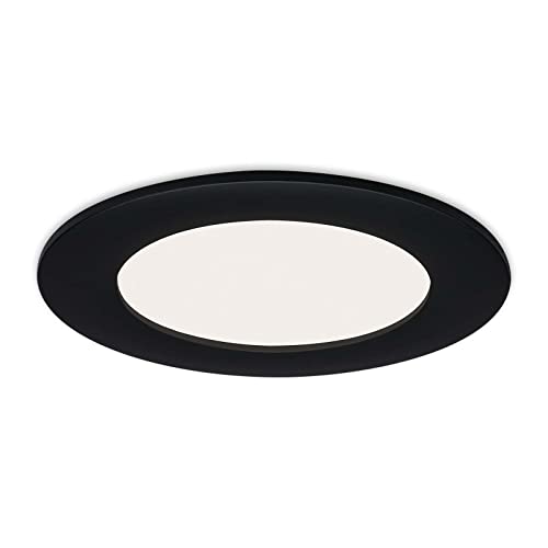 BRILONER Leuchten - LED Einbauleuchte, Einbaulampe, Deckenlampe 7 Watt, 600 Lumen, 4.000 Kelvin, IP44, Schwarz-matt, 120x28mm (DxH), 7115-415, Ø 12 cm von BRILONER