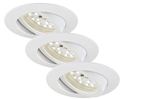 Briloner Leuchten LED Einbauleuchte, Einbaustrahler, LED Strahler, Spots, Deckenstrahler, Deckenspot, Lampen Wohnzimmer, LED Einbaustrahler 230v, Deckeneinbauleuchten, Einbaustrahler Set, rund, Weiß von BRILONER