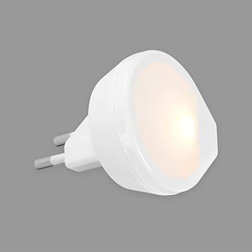 BRILONER - LED Nachtlicht für die Steckdose, warmweiße Lichtfarbe, 0,4 Watt, 1,5 Lumen, Nachtlampe, Kinderzimmer, LED Licht, Steckdosenlampe, Steckdosenlicht, Steckdosenleuchte, 5,5x5,4x2,1 cm, Weiß von BRILONER