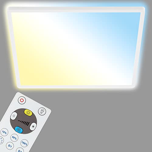BRILONER - LED Deckenlampe flach mit Fernbedienung, indirektes Licht, einstellbar von warmweiß bis kaltweiß, Lampe, Deckenleuchte, Wohnzimmerlampe, LED Panel, Küchenlampe, 42x42x2,9 cm, Weiß von BRILONER
