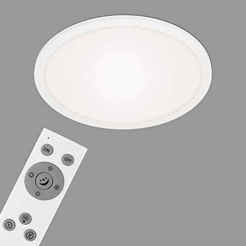 Briloner Leuchten - LED Panel, Deckenleuchte dimmbar, inkl. Fernbedienung, Farbtemperatursteuerung, Nachtlicht, 24 Watt, 2.200 Lumen, Weiß, Ø40cm, 7168-016 von BRILONER