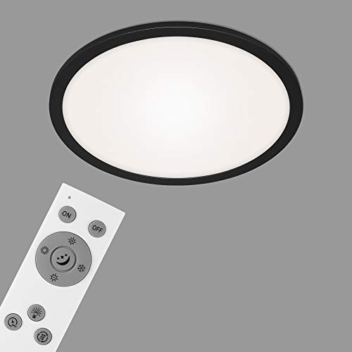 Briloner Leuchten - LED Panel, Deckenleuchte dimmbar, inkl. Fernbedienung, Farbtemperatursteuerung, Nachtlicht, 24 Watt, 2.200 Lumen, Weiß-Schwarz, Ø40cm, 7168-015 von BRILONER