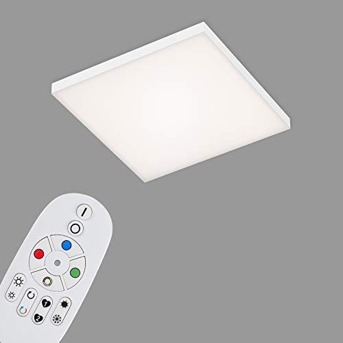 Briloner Leuchten - LED Panel, LED Deckenlampe dimmbar, rahmenlos, Farbtemperatursteuerung, RGB, inkl. Fernbedienung, 16 Watt, 1.800 Lumen, Weiß, 295x295x57mm (LxBxH) von BRILONER