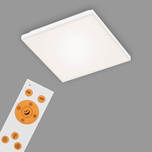 Briloner Leuchten - LED Panel, LED Deckenlampe dimmbar, rahmenlos, Farbtemperatursteuerung, inkl. Fernbedienung, 12 Watt, 1.600 Lumen, Weiß, 295x295x70mm (LxBxH) von BRILONER