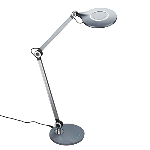 BRILONER Leuchten - LED Schreibtischleuchte, Tischlampe mit Touchfunktion, stufenlos dimmbar, dreh- und schwenkbar, Farbtemperatursteuerung, 9 Watt, 930 Lumen, Anthrazit, 200x740mm (DxH) von BRILONER