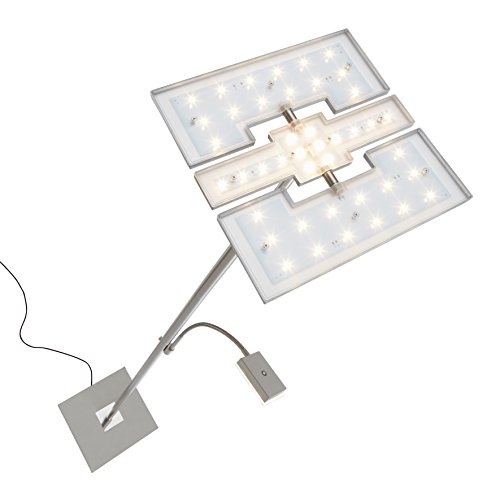 Briloner Leuchten - LED Stehlampe mit flexibler Leselampe, eckiger 2-teilig kipp- & schwenkbarer Leuchtenkopf, stufenlos dimmbar, moderne Wohnzimmerlampe, 21 W + 3.5 W von BRILONER