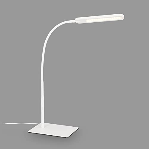 BRILONER Leuchten - LED Tischleuchte, Tischlampe mit Touchfunktion, in Stufen dimmbar, Farbtemperatursteuerung, Bürolampe 6,5 Watt, 600 Lumen, Weiß, 230 x 165 max. 950mm (LxBxH), 7389-016 von BRILONER