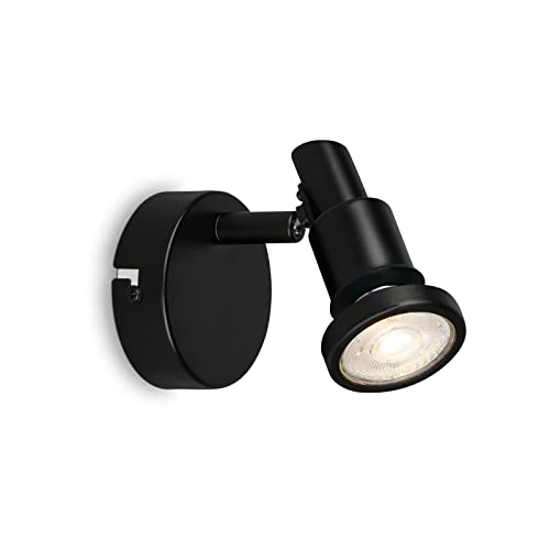 BRILONER Leuchten - LED Wandleuchte Badezimmer, verstellbar, LED Wandlampe Bad, IP44, warmweiße Lichtfarbe, GU10, Schwarz, 80x106 (DxH) von BRILONER