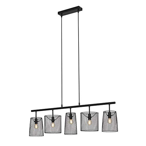 BRILONER - Pendelleuchte mit Drahtschirm, Vintage, E14 Fassung, max. 40 Watt, Hängeleuchte, Hängelampe Esstisch, Esszimmerlampe hängend, Wohnzimmerlampe, Küchenlampe, Retro, 96x120 cm, Schwarz von BRILONER