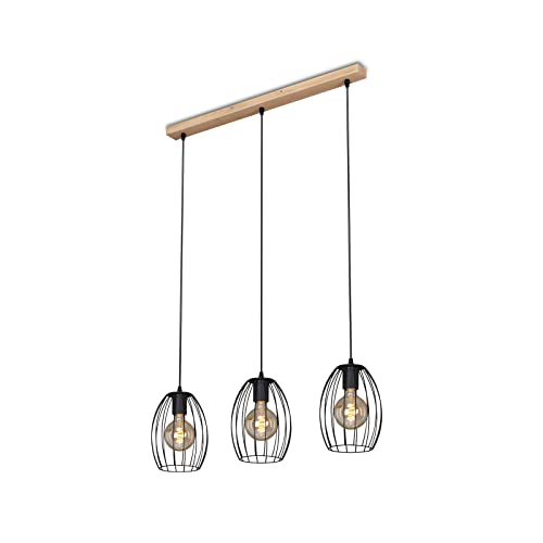 BRILONER - Pendelleuchte mit Drahtschirm, Vintage, E27 Fassung, max. 60 Watt, Deckenlampe, Deckenleuchte, Hängelampe Esstisch, Küchenlampe hängend, Esszimmerlampe, 70x17,5x109,5 cm, Schwarz von BRILONER