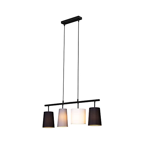 BRILONER - Pendelleuchte mit Lampenschirm aus Stoff, E27 Fassung, max. 40 Watt, Hängeleuchte, Hängelampe Esstisch, Esszimmerlampe hängend, Wohnzimmerlampe, Küchenlampe, 74x120 cm, Grau, Weiß, Schwarz von BRILONER