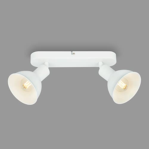 BRILONER Leuchten – Retro Deckenlampe, 2-flammige Retro Deckenleuchte, Deckenspot E14, Verstellbar, Weiß, 270 x 140 x 60 mm, 2674-026 von BRILONER