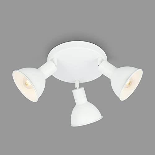 BRILONER Leuchten – Retro Deckenlampe, 3-flammige Retro Deckenleuchte, Deckenspot E14, Verstellbar, Weiß, 190 x 140 mm, 2674-036 von BRILONER