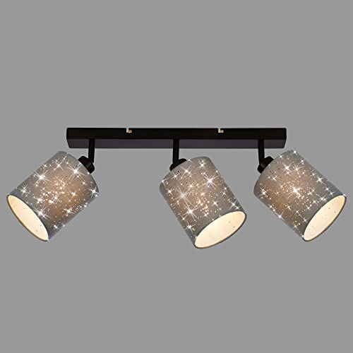 BRILONER - Deckenlampe mit Sternenhimmel, schwenkbar, Lampenschirm aus Stoff, Deckenleuchte, Lampe, Wohnzimmerlampe, Schlafzimmerlampe, Küchenlampe, Flurlampe, 47,5x13x15,5 cm, Grau von BRILONER