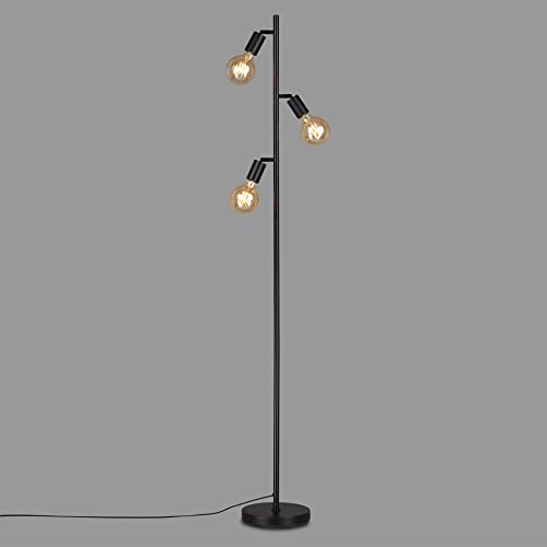 BRILONER Leuchten - Stehleuchte, Stehlampe schwenkbar, 3x E27, inkl. Kabelschalter, Retro, Vintage, Schwarz, 220x1.600mm (DxH), 1387-035 von BRILONER
