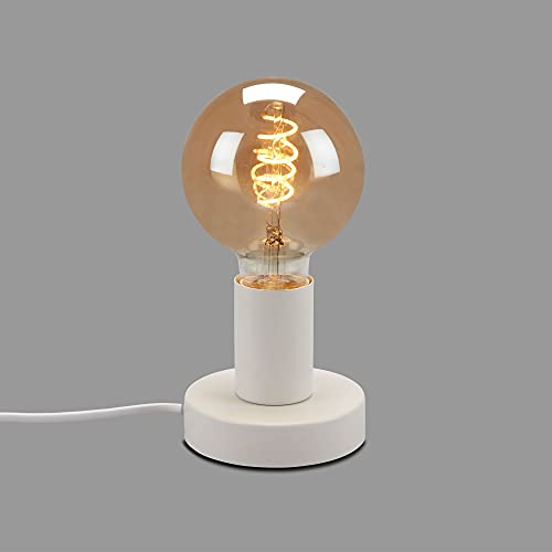 BRILONER - Nachttischlampe Retro mit Kabelschalter, E27 Fassung, max. 10 Watt, Tischlampe vintage, Lampe, Schreibtischlampe, Tischleuchte, Bürolampe, Leselampe Bett, Leselicht, 10x9 cm, Weiß von BRILONER