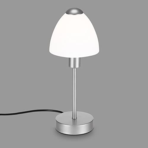 BRILONER Leuchten - Tischleuchte, Tischlampe inkl. Kabelschalter, 1x E14, max. 25 Watt, Silberfarbig/Weiß, 100x320mm (DxH) von BRILONER