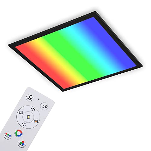 Briloner Leuchten - Ultraflache Deckenlampe RGB, Deckenleuchte CCT, LED Panel, Farbtemperatur einstellbar, Farbwechsel, Dimmbar, Fernbedienung, Schwarz, 45 x 45cm von BRILONER