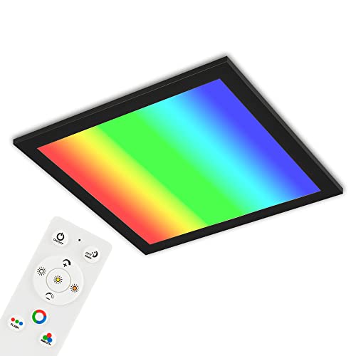 BRILONER - LED Deckenlampe flach mit Fernbedienung, einstellbar von warmweiß bis kaltweiß, buntes RGB Licht, Lampe, Deckenleuchte, Wohnzimmerlampe, LED Panel, 29,6x29,6x5,8 cm, Schwarz BRILONER - LED Deckenlampe flach mit Fernbedienung, einstellbar von warmweiß bis kaltweiß, buntes RGB Licht, Lampe, Deckenleuchte, Wohnzimmerlampe, LED Panel, 29,6x29,6x5,8 cm, Schwarz von BRILONER
