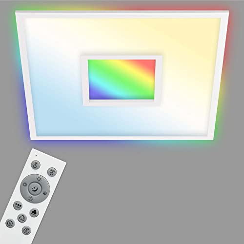 TELEFUNKEN - LED Panel, LED Deckenleuchte, Deckenlampe dimmbar, inkl. Fernbedienung, RGB-Innenbereich und -Backlight, 36 Watt, 3800lm, Timerfunktion, 595x595x63mm (LxBxH) 319506TF Weiß von TELEFUNKEN