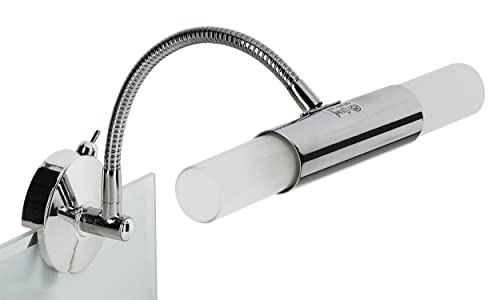 Trango 2162-028B Modern 2-flammig LED Spiegelleuchte *FLEXI* Spiegel Clip-Leuchte mit schwenkbar Flexarm in Chrom inkl. 2x G9 LED Leuchtmittel - 2x satiniertes Glas & ON/OFF Schalter – Spiegellampe Trango 2162-028B Modern 2-flammig LED Spiegelleuchte *FLEXI* Spiegel Clip-Leuchte mit schwenkbar Flexarm in Chrom inkl. 2x G9 LED Leuchtmittel - 2x satiniertes Glas & ON/OFF Schalter – Spiegellampe von BRILONER