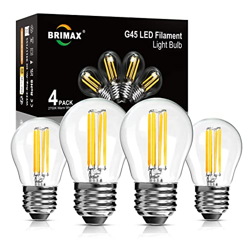 BRIMAX E27 Led Lampe Dimmbar Warmweiss 2700K 4w Led Edison Glühbirne Vintage (ersetzt 40 Watt) 380lm AC230V G45 Led Birne Ersatz Glühbirnen leuchtmittel E27 klar Glass Filament Fadenlampe 4er Pack von BRIMAX